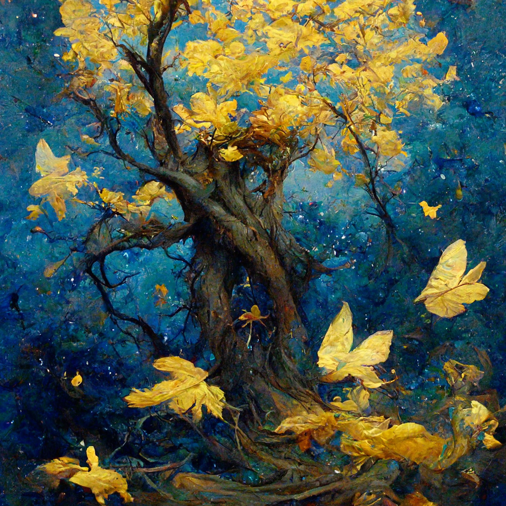 KI in der Textproduktion und der Kunst midjourney_very_high_detail_oil_painting_fairies_in_a_blue_tree